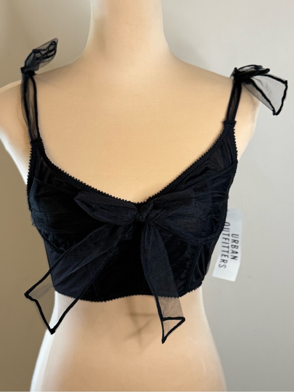 Urban outfitters black bralette top coquette bows SZ M